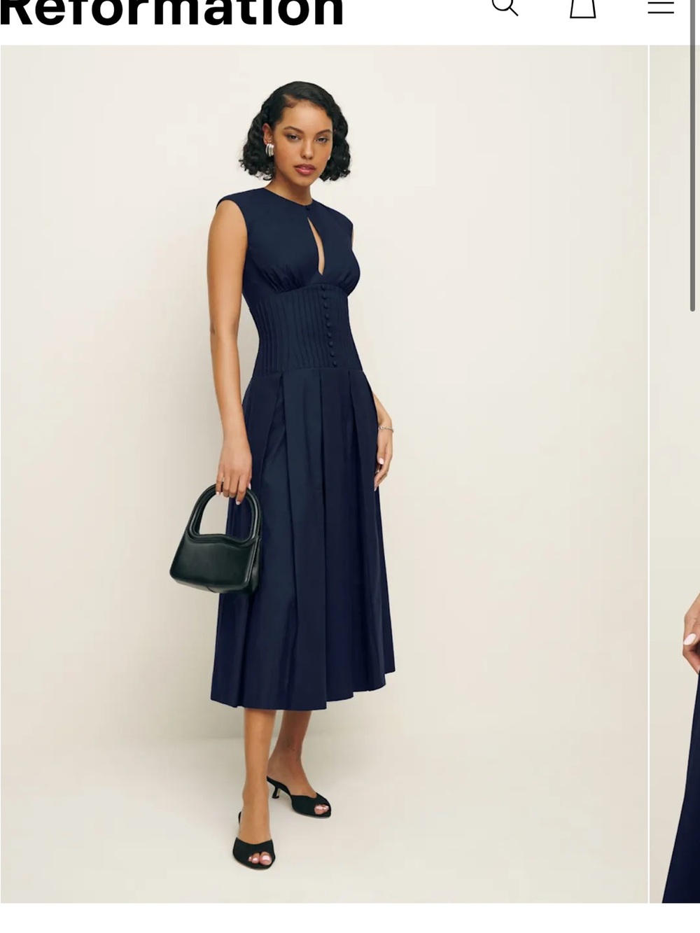 Reformation Renaie Dress Navy - Size 2